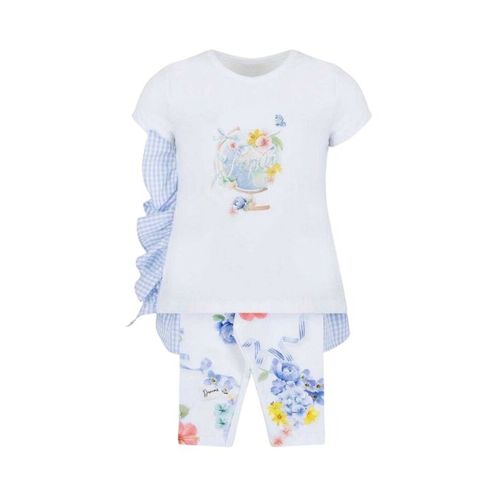 Lapin House Childrens/Kids Ruffle T-Shirt And Leggings Set / White